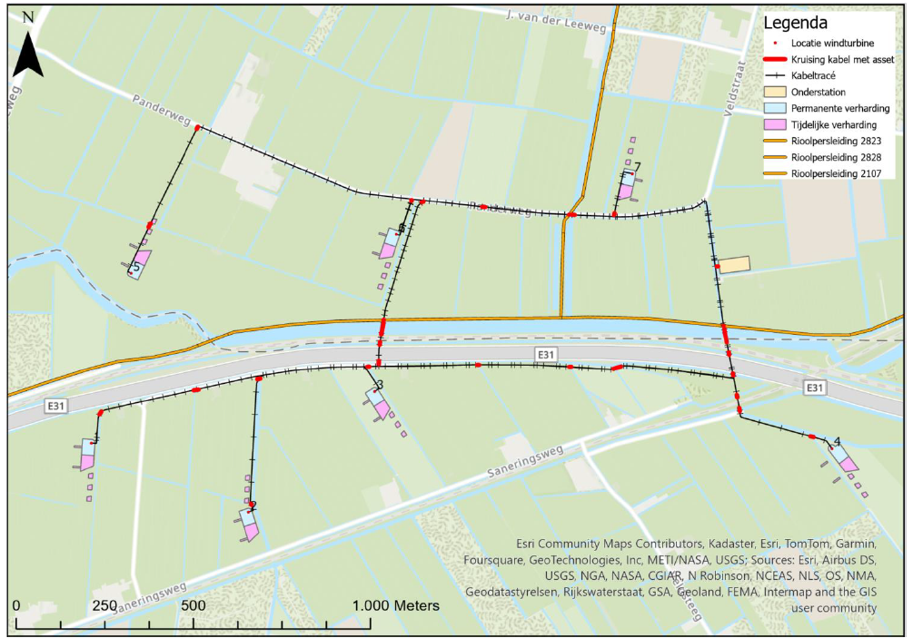 Afbeelding 5.14 Locaties kruising ondergrondse  infrastructuur met asset Waterschap Rivierenland