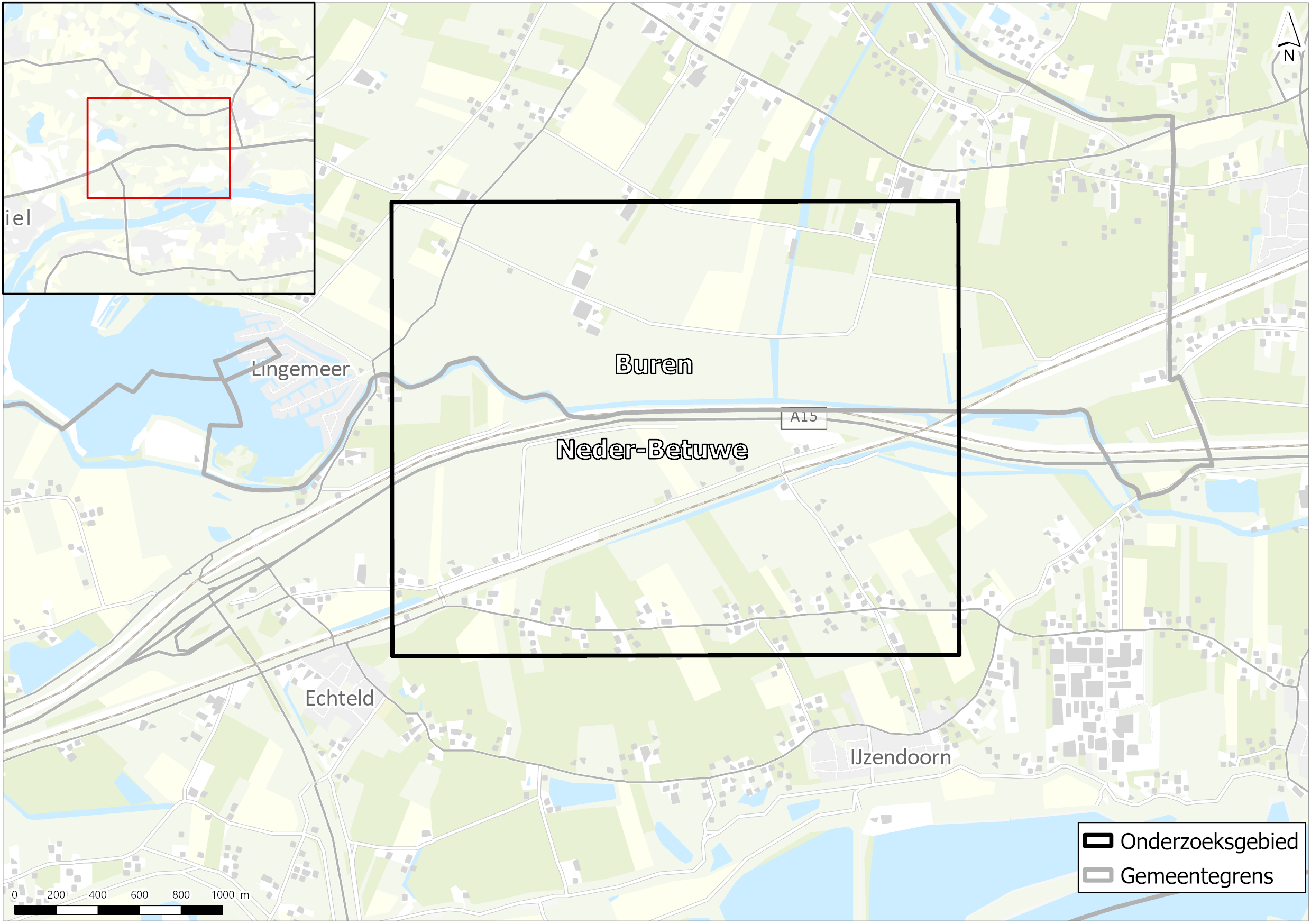 Afbeelding 2.1 Onderzoekslocatie Windpark Echteld-Lienden