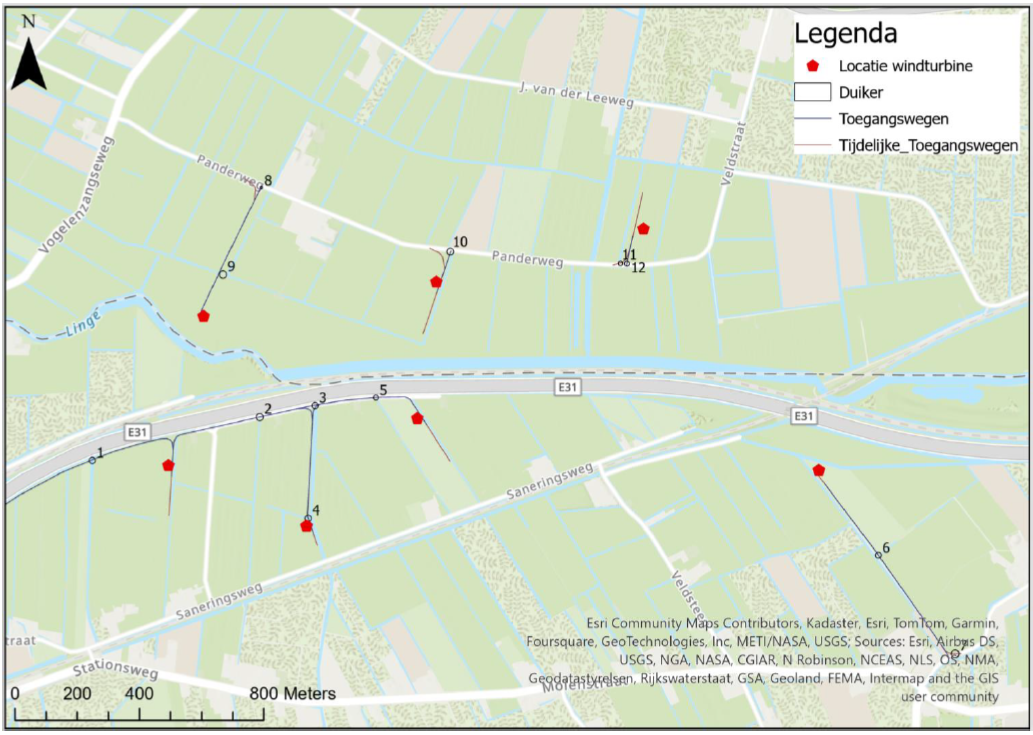 Afbeelding 5.13 Locaties geplande duikers