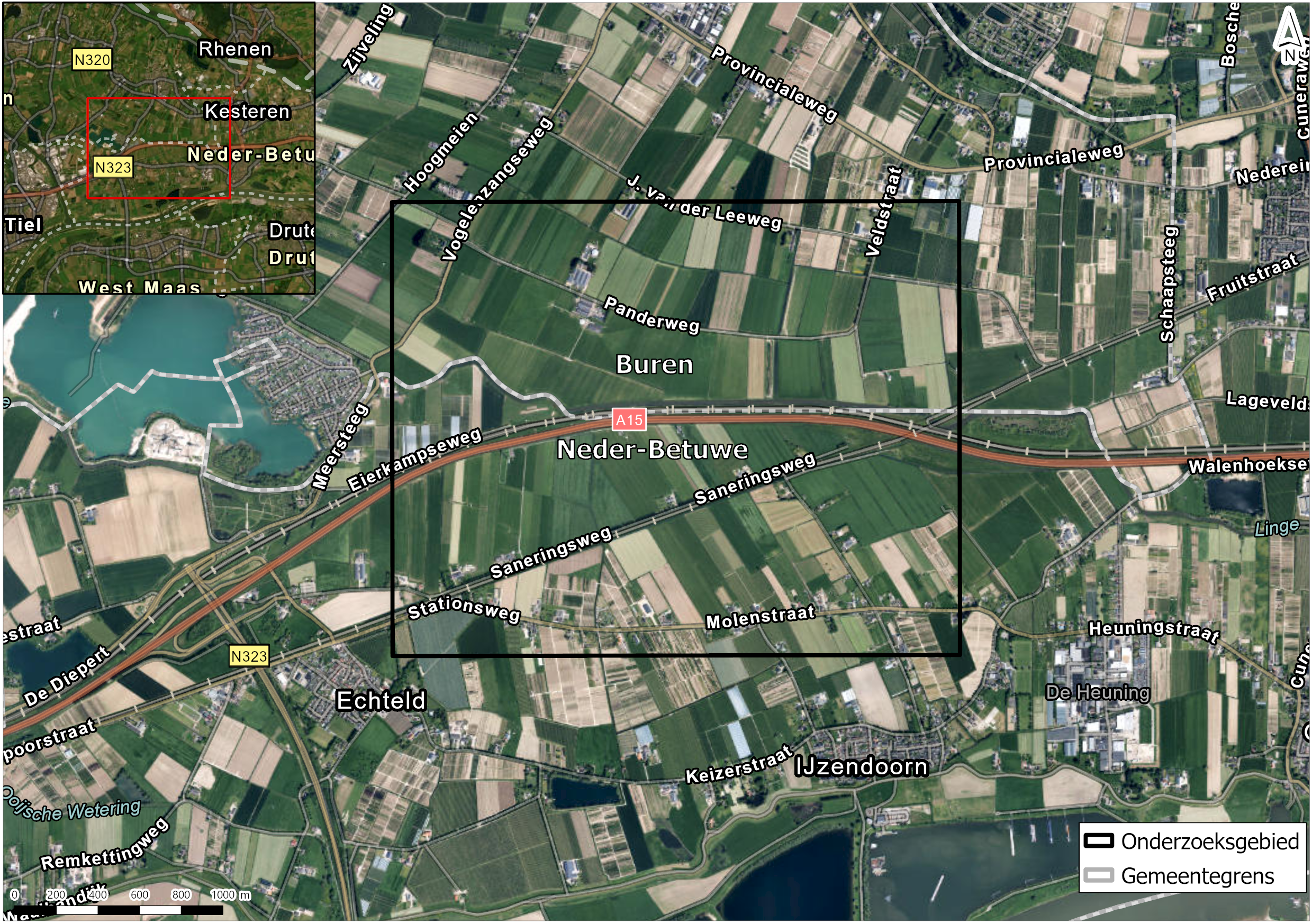 Afbeelding 2.2 Topografische kaart onderzoeksgebied