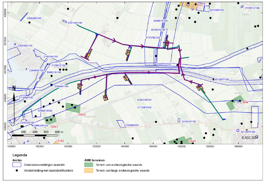 Afbeelding 5.17 Onderzoeksmeldingen, AMK-terreinen en vondstlocaties in het plangebied