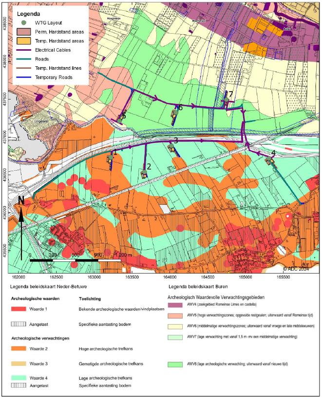 Afbeelding 5.16 Verwachtingswaarde op basis van archeologische beleidskaarten gemeenten Neder-Betuwe en Buren