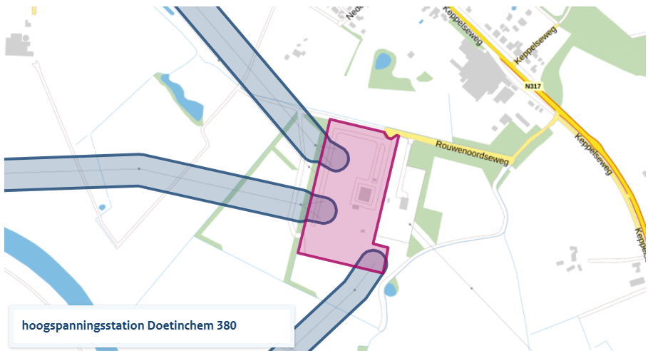 Geometrische begrenzing locaties voor een hoogspanningsverbinding met een spanning van ten minste 220 kV (omgevingsregeling).