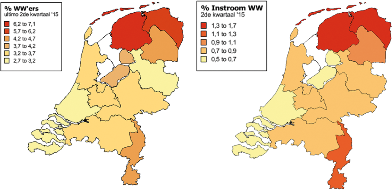 Figuur 12 WW-cijfers primair onderwijs per provincie als percentage van totale personeelsomvang