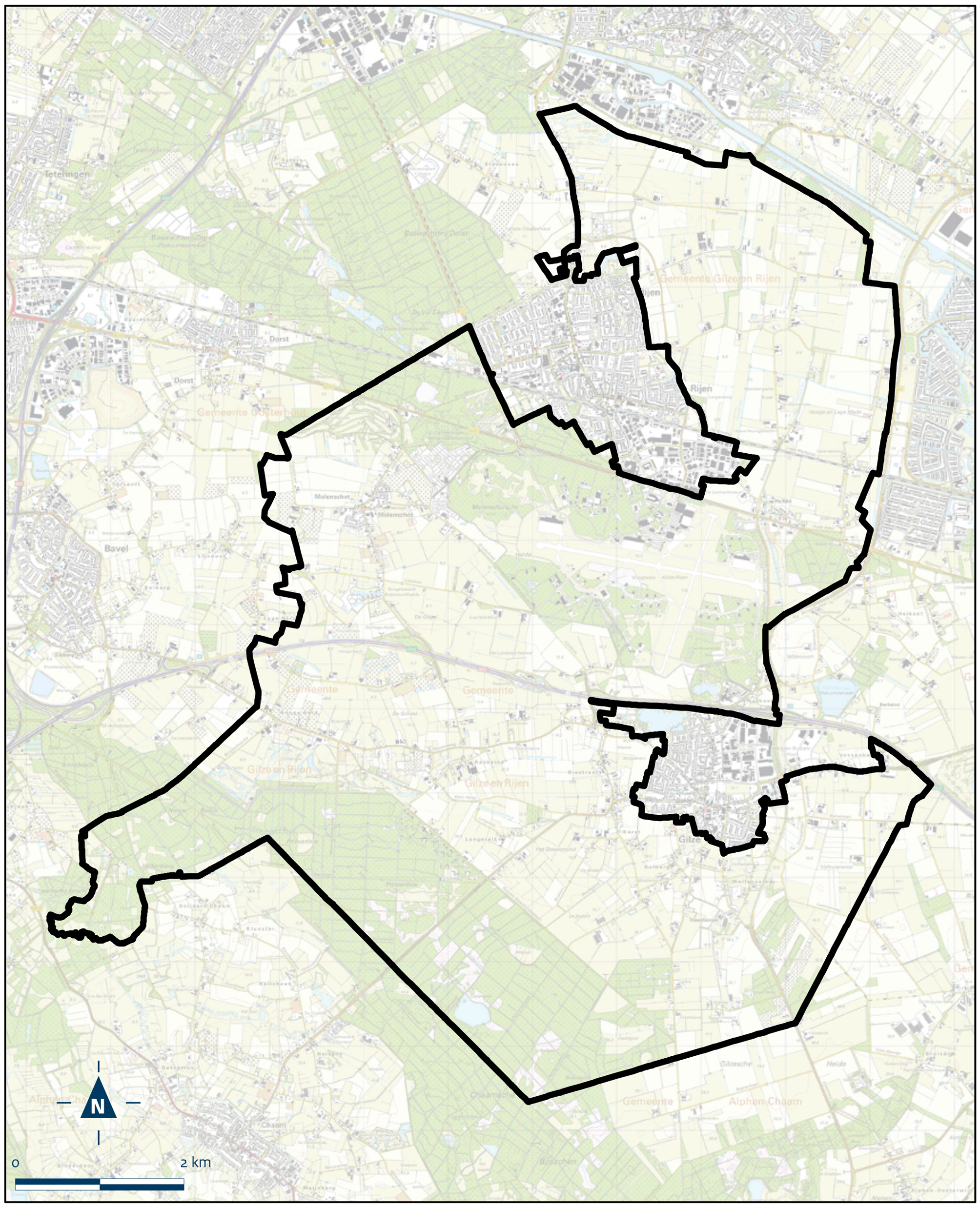 Kaart Gilze en Rijen, Buitengebied Gilze en Rijen