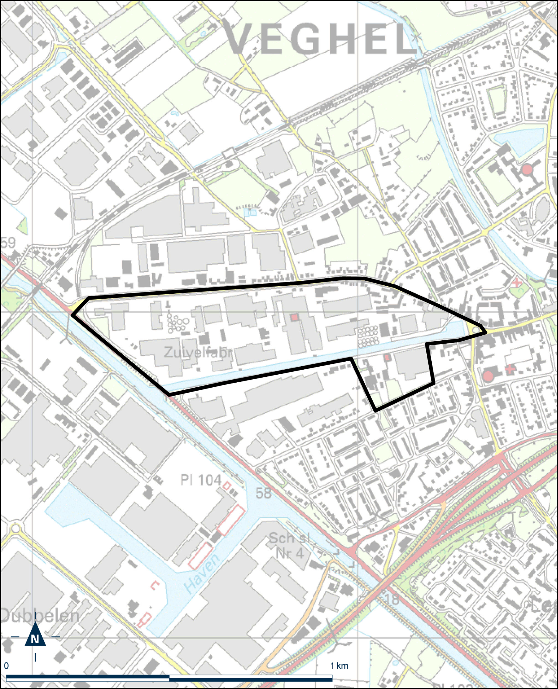 Kaart Veghel gebiedsontwikkeling Heilig Hartplein en Noordkade