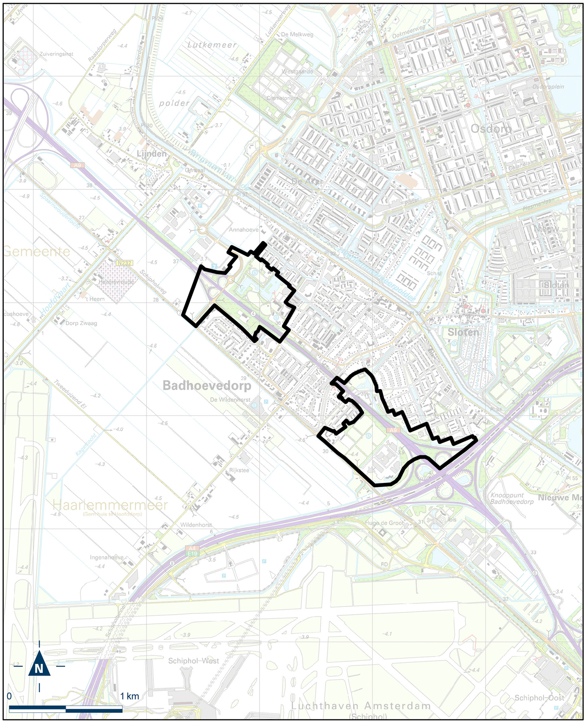 Kaart Haarlemmermeer – Badhoevedorp