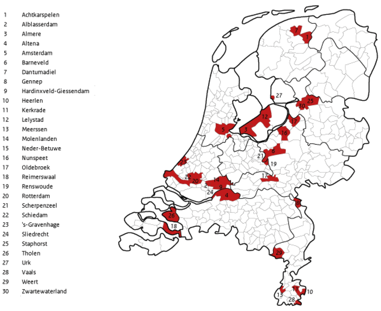 Figuur 2: Gemeenten waar verwacht wordt dat een wijkgerichte aanpak verschil kan maken.