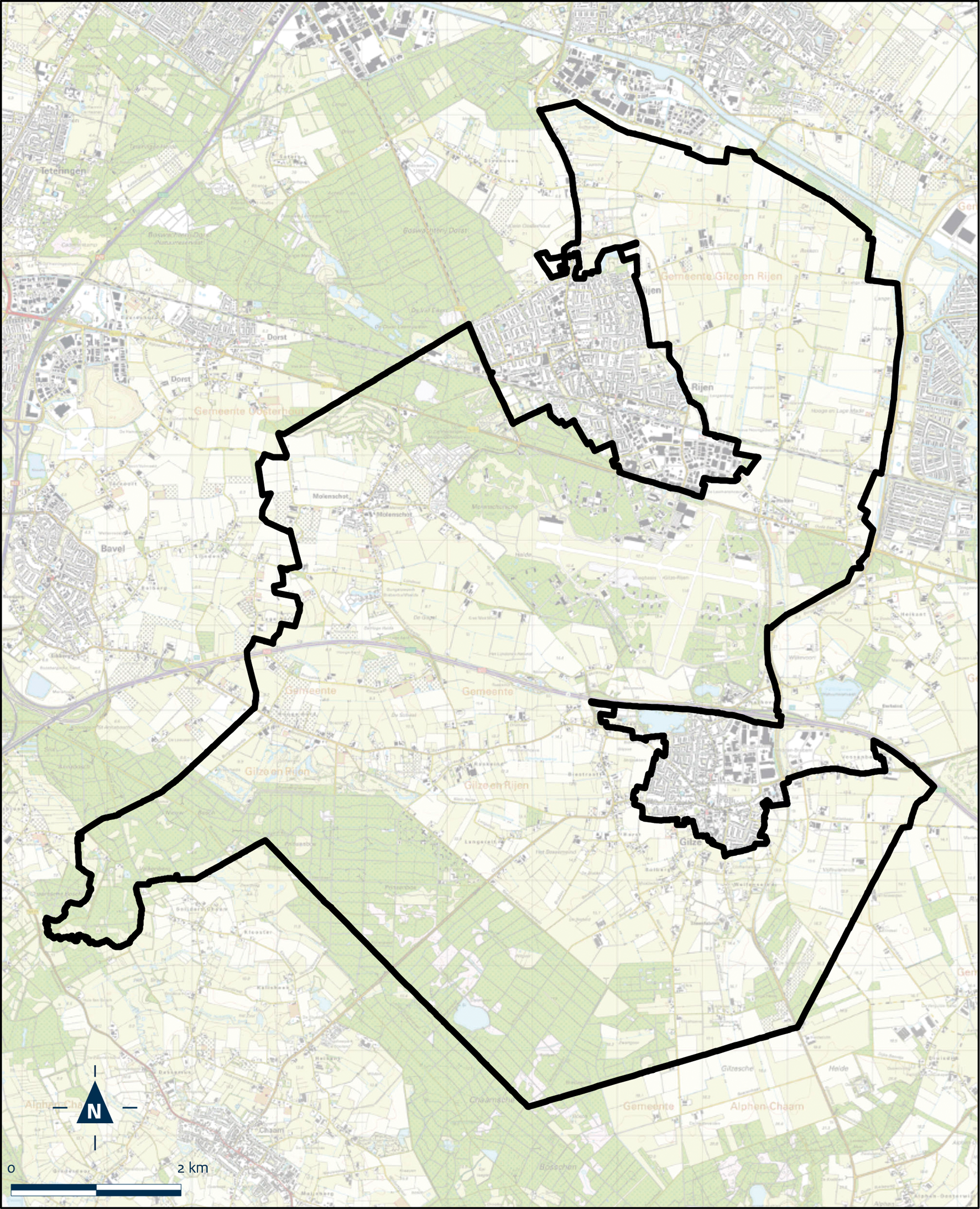 Kaart Gilze en Rijen, Buitengebied Gilze en Rijen