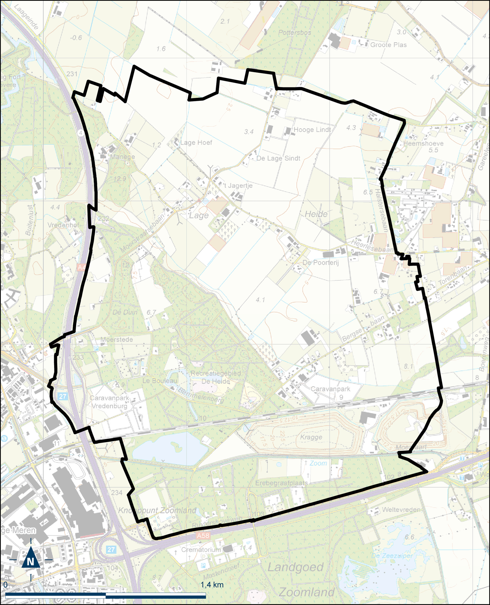 Kaart Bergen op Zoom, Landschapspark Bergse Heide