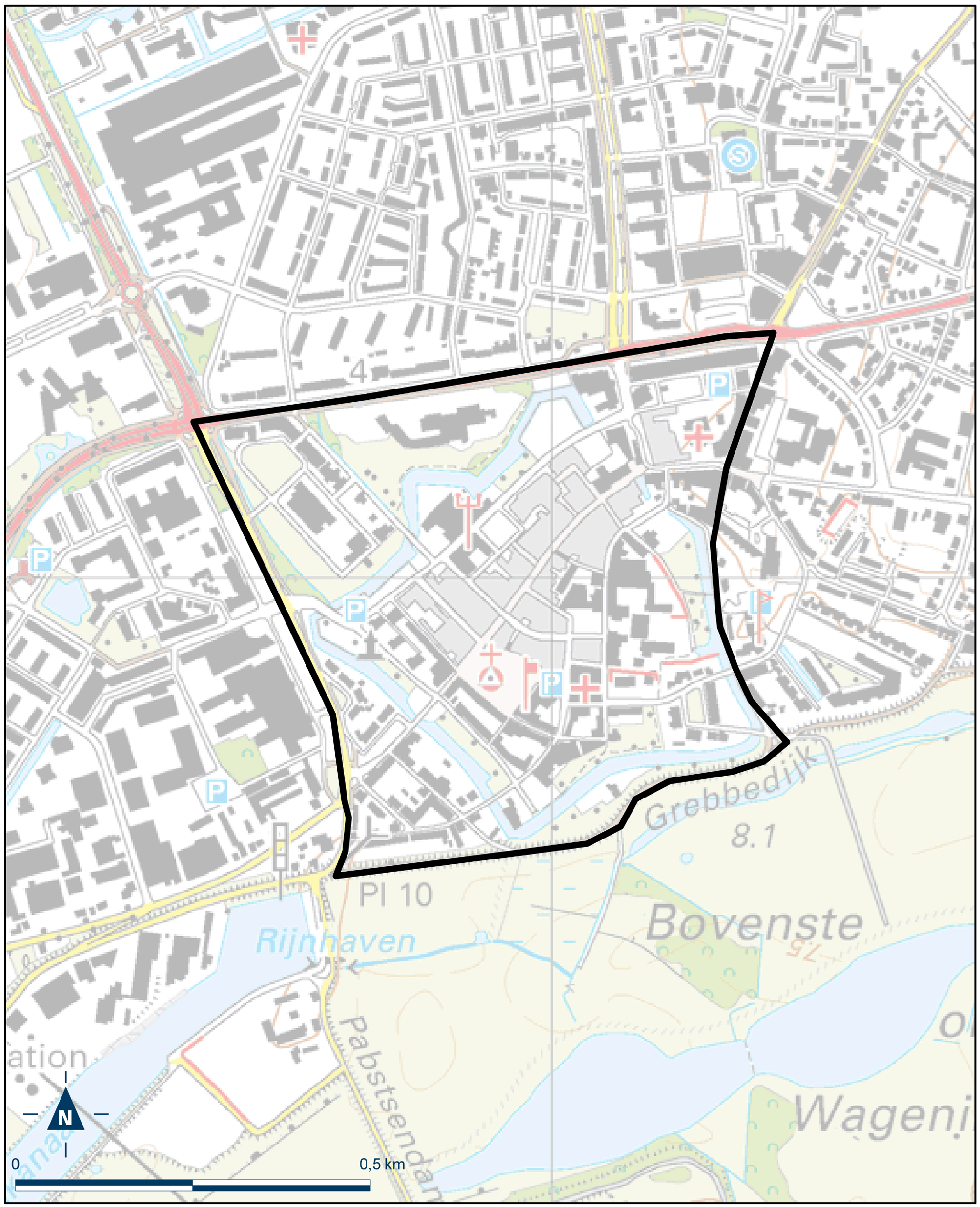 Kaart Wageningen, Binnenstad