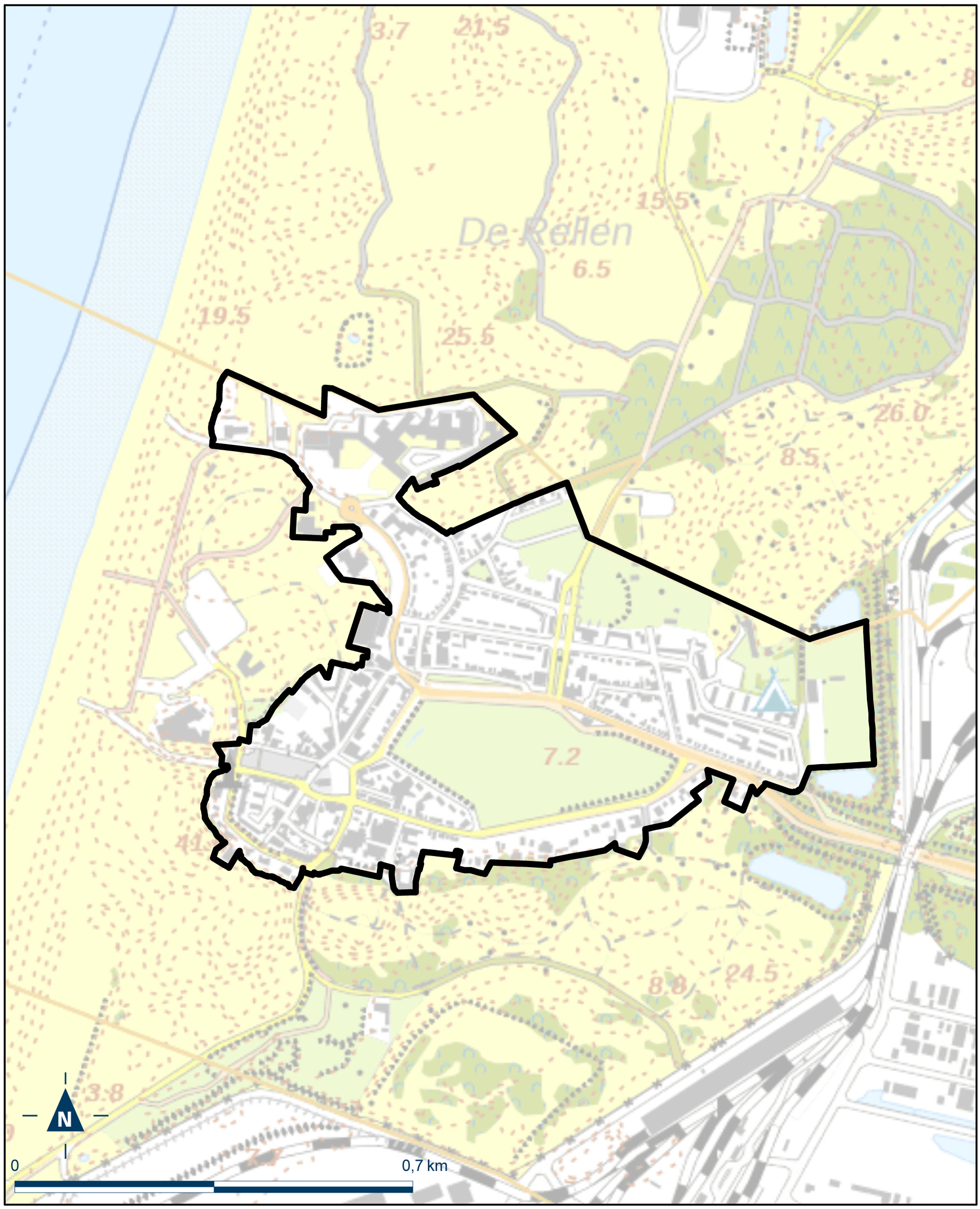 Kaart Beverwijk, Dorp Wijk aan Zee (Ontwikkelingsgebied)