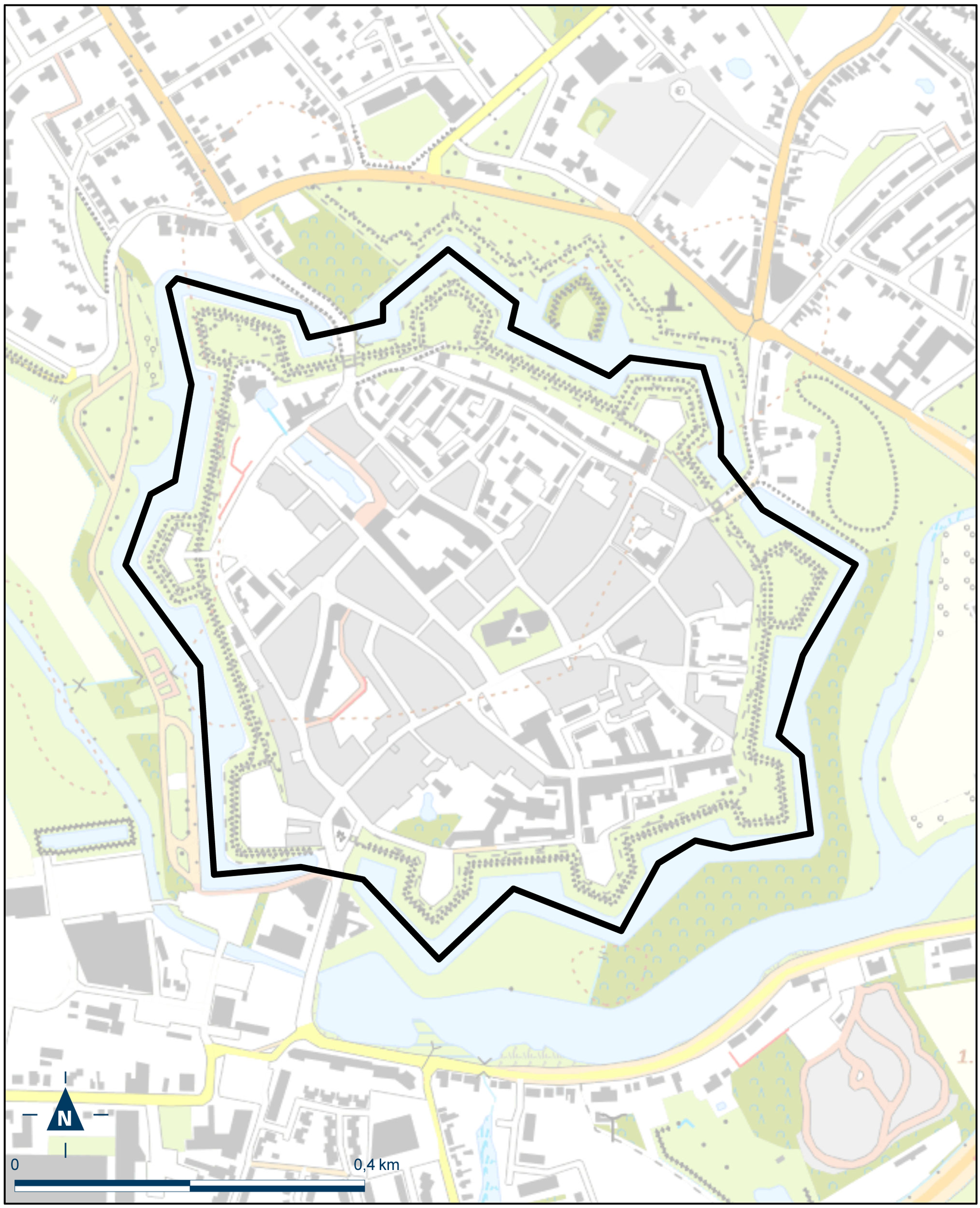Kaart Hulst, Binnenstad