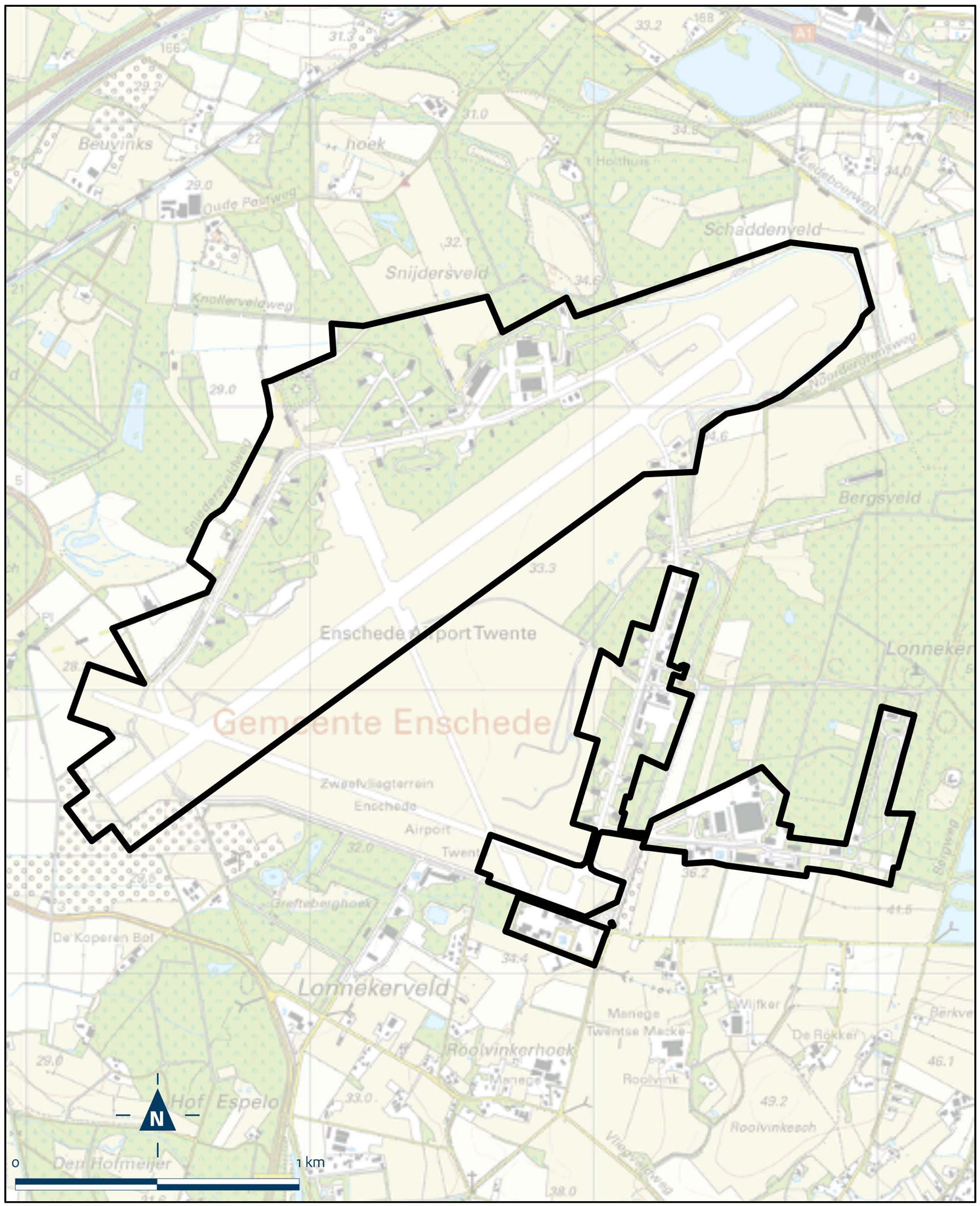 Kaart Enschede, Luchthaven Twente