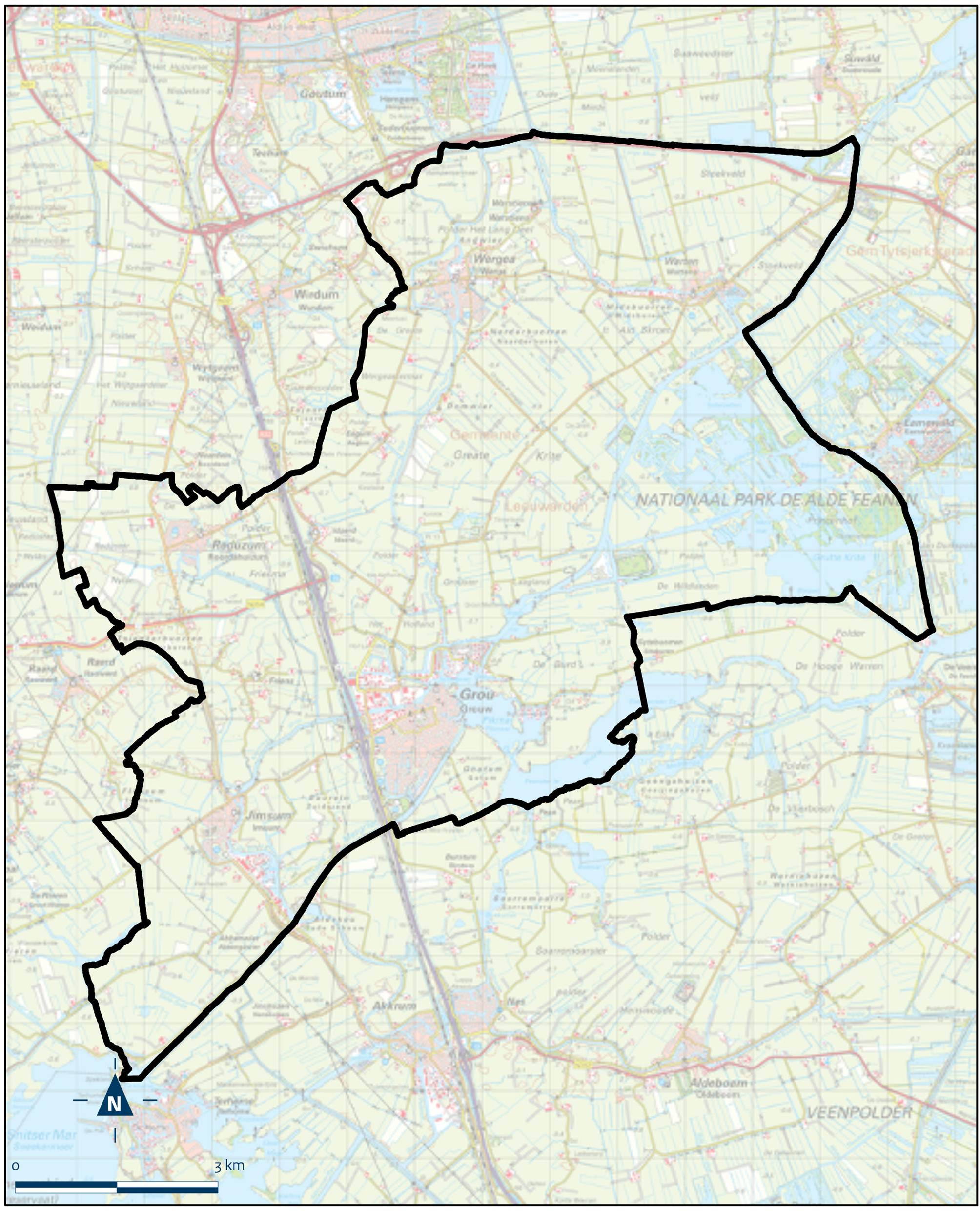 Kaart Leeuwarden, Buitengebied Boarnsterhim