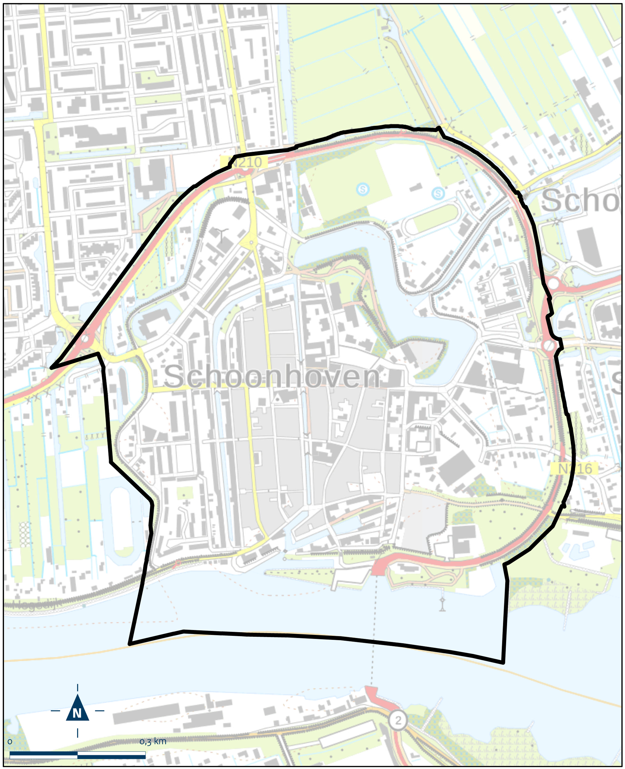 Kaart Krimpernerwaard, Binnenstad Schoonhoven