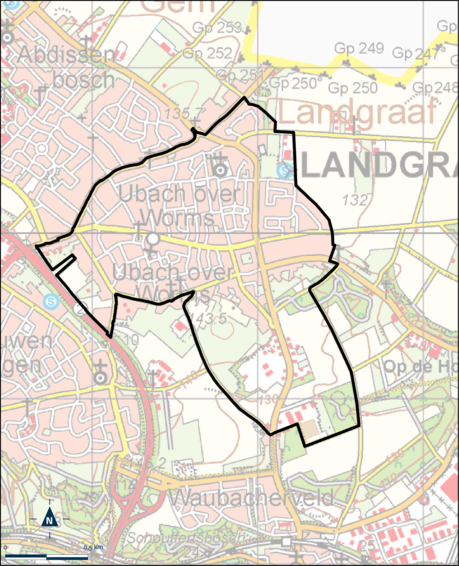 Kaart Landgraaf, Waubach