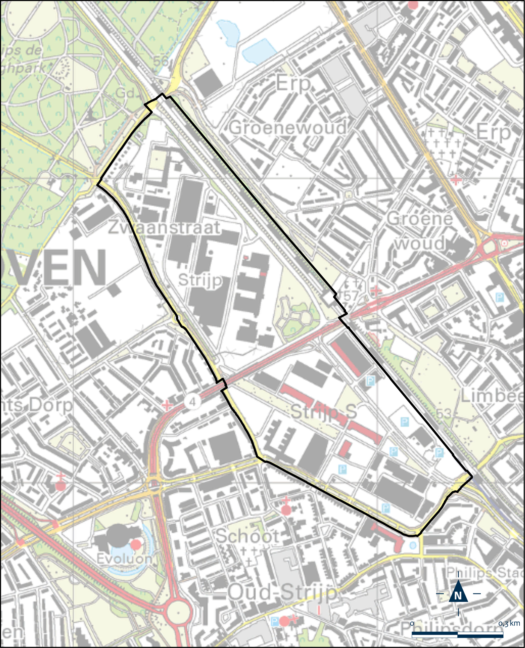 Kaart Eindhoven, Strijp S en Stijp T