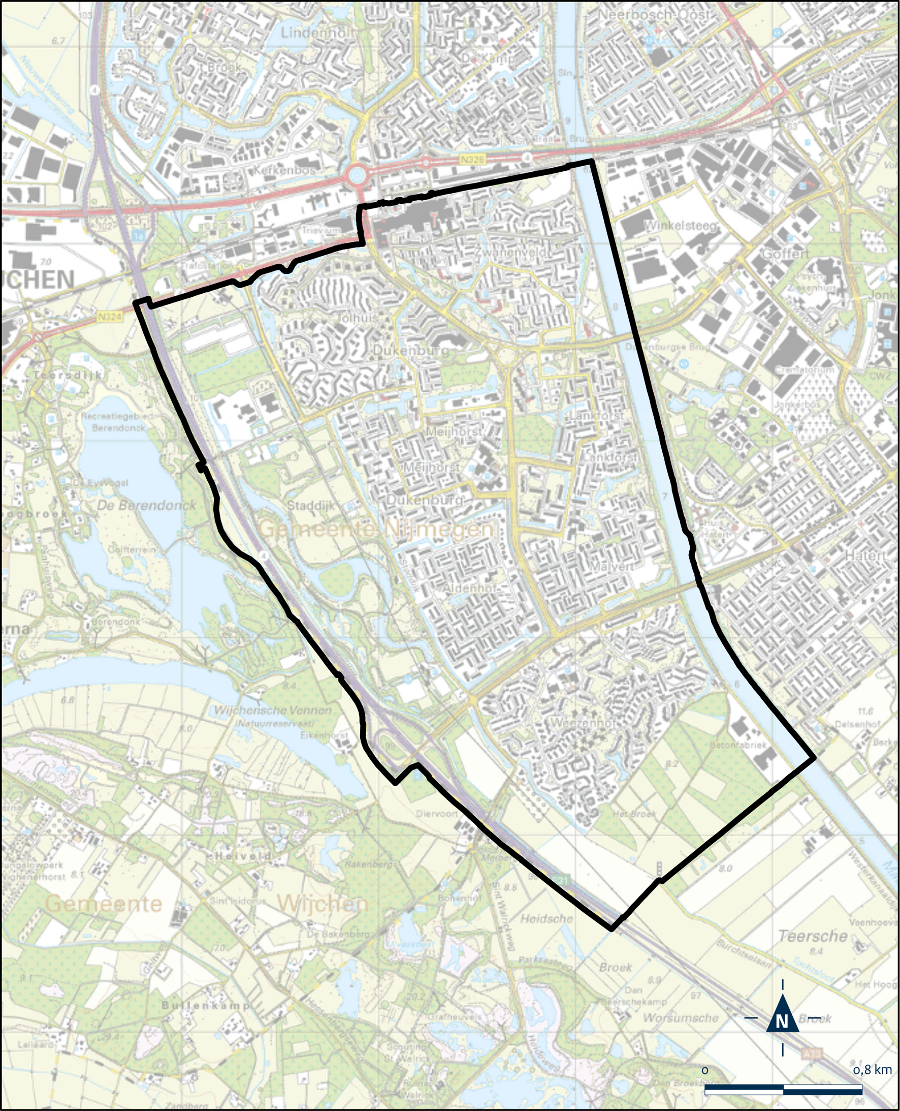 Kaart Nijmegen, Dukenburg