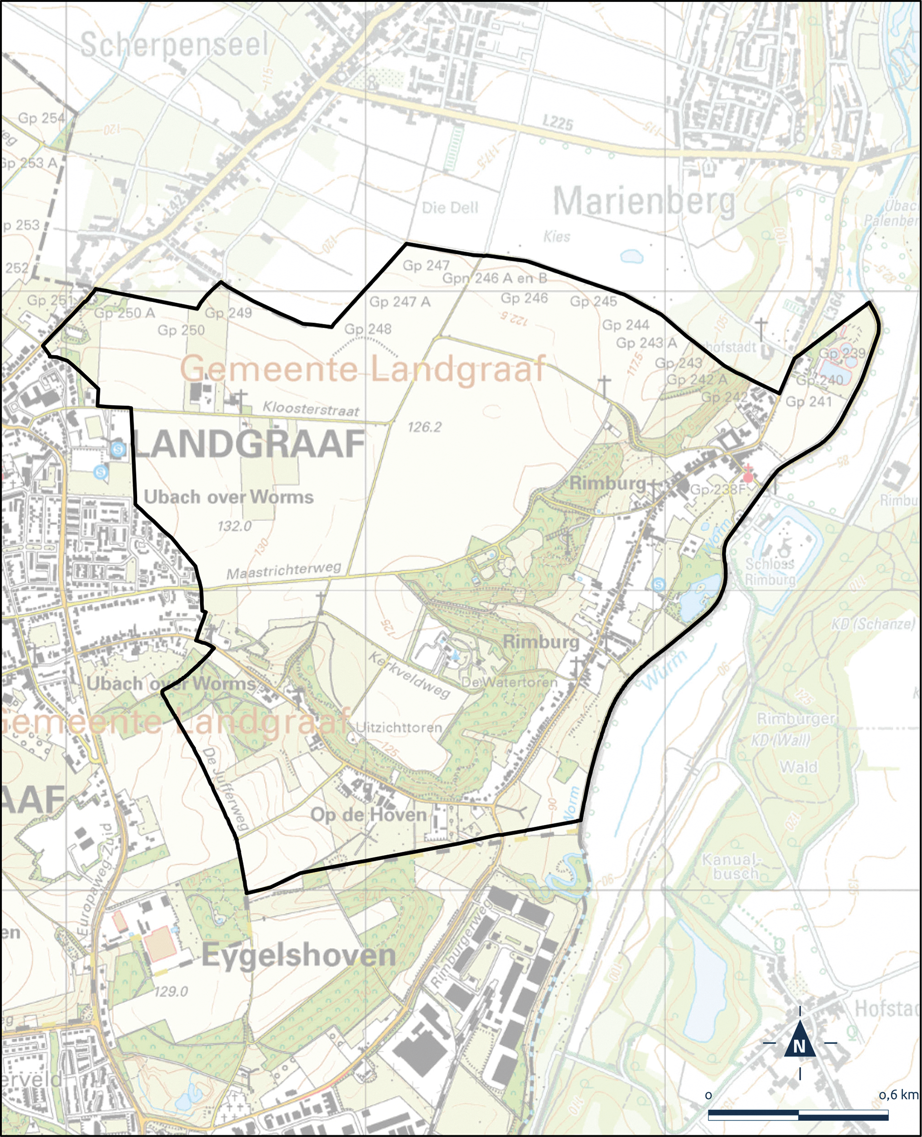 Kaart Landgraaf, Buitengebied Noord Oost en Rimburg