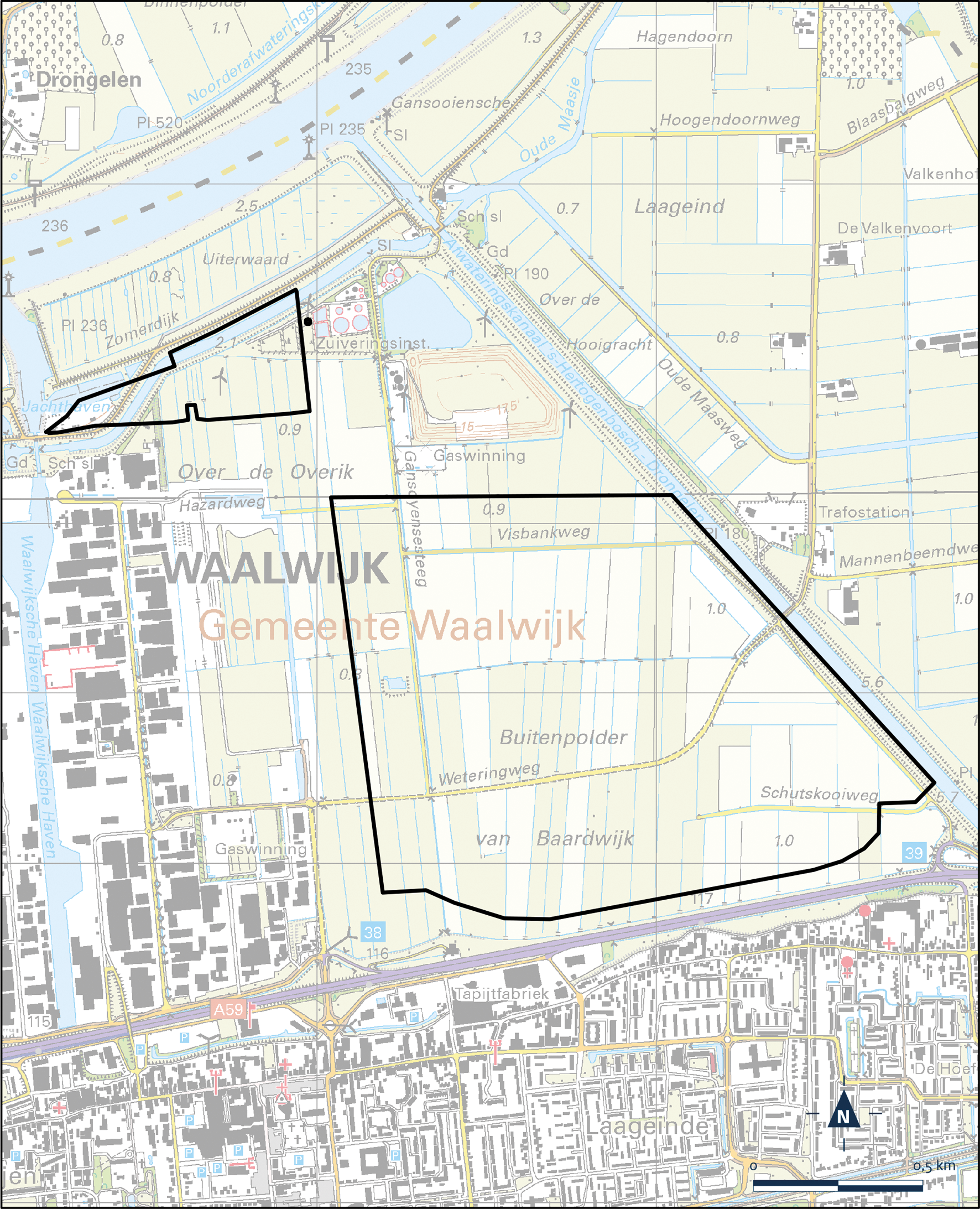 Kaart Waalwijk, Experimentgebied