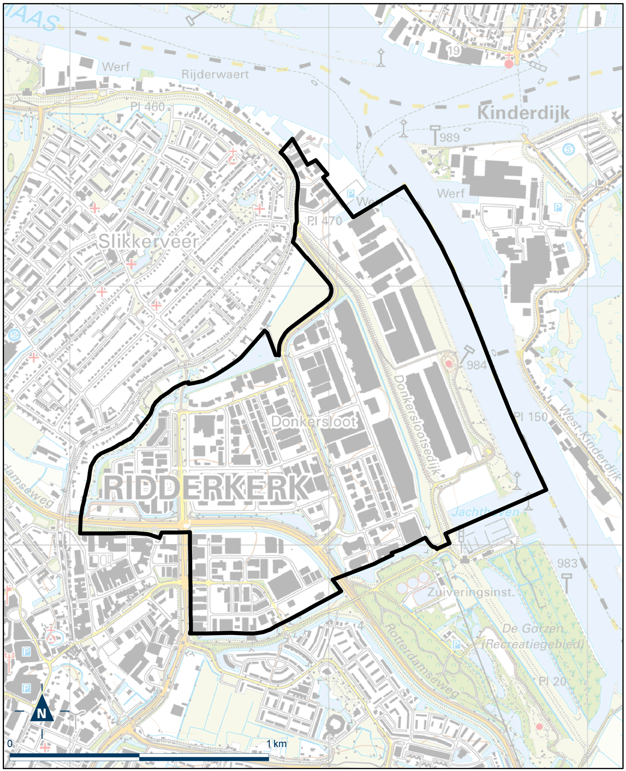 Kaart Ridderkerk, Bedrijventerrein Donkersloot