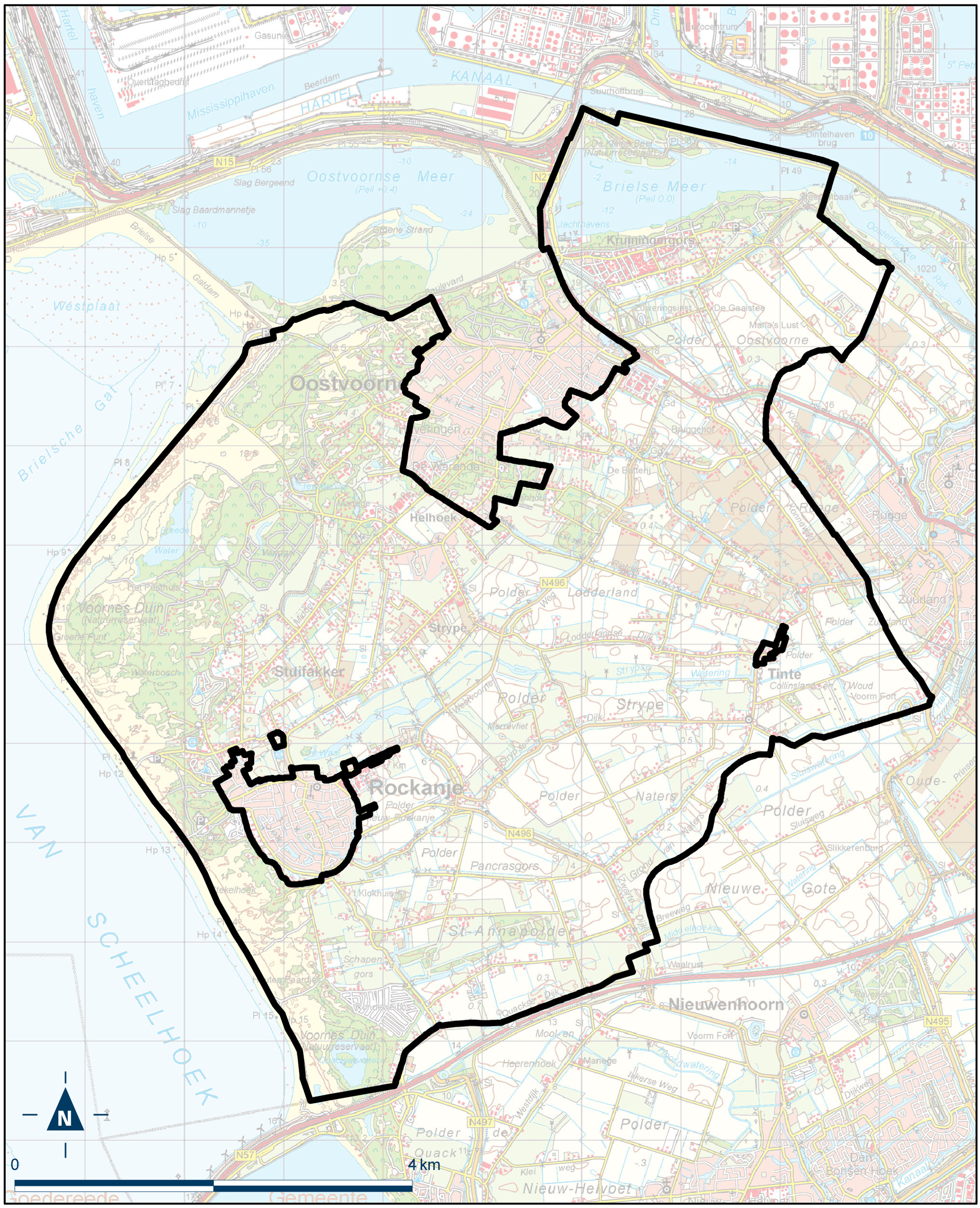 Kaart Westvoorne, Buitengebied