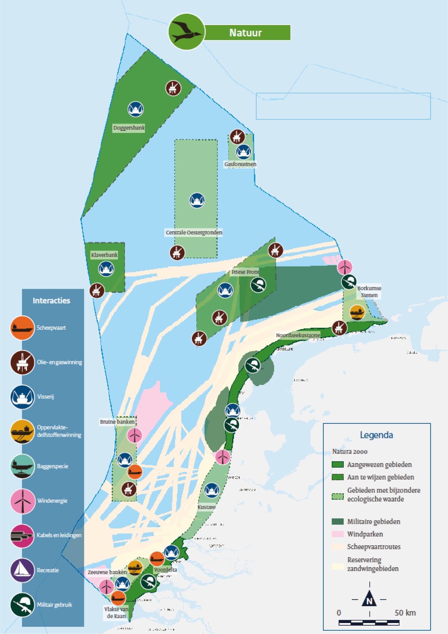Figuur 6 Natuurgebieden met indicatie interacties