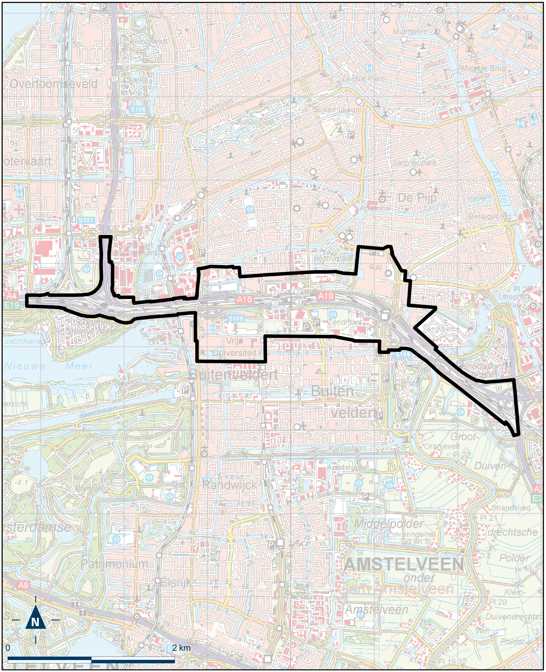 Kaart Amsterdam, Zuidas Flanken