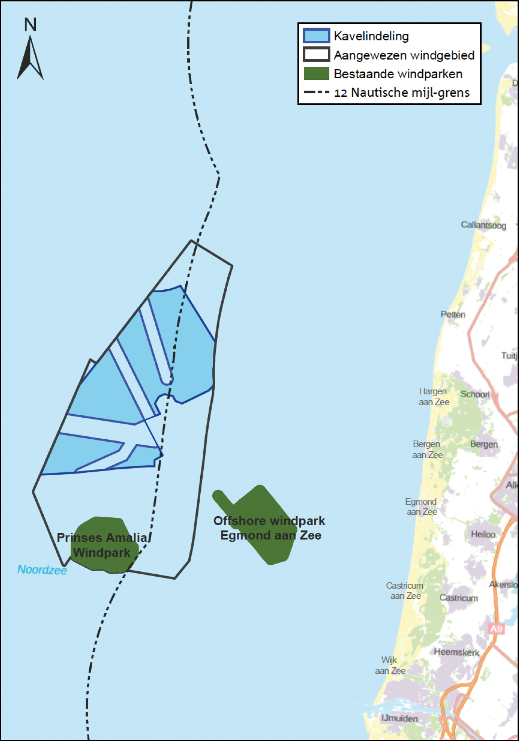 Figuur 4 Schematische verkaveling van windenergiegebied Hollandse Kust (noord)