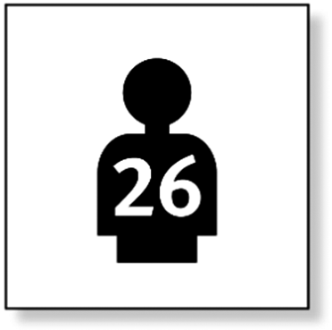 Voorbeeld van de vermelding op het stembiljet van het aantal kandidaten (hier 26) van een partij