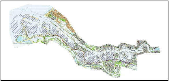 Figuur 1: Uitgegeven en uitgeefbare gronden (gearceerd = uitgegeven of uitgeefbaar).