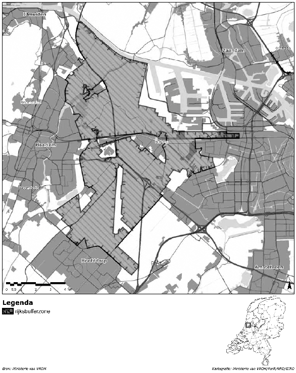 Kaart 1b: rijksbufferzone Amsterdam –
              Haarlem