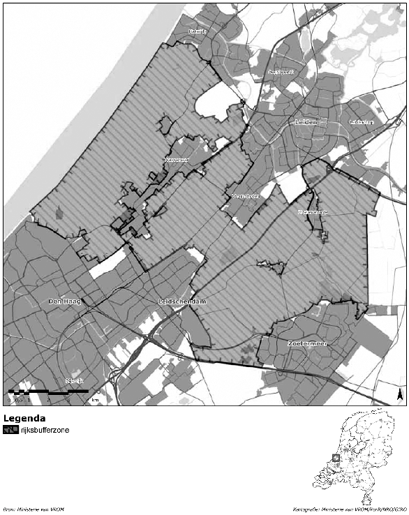 Kaart 1d: rijksbufferzone Den Haag –
              Leiden – Zoetermeer