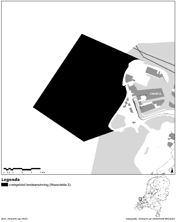 Kaart 7a: zoekgebied landaanwinning
              (Maasvlakte 2)