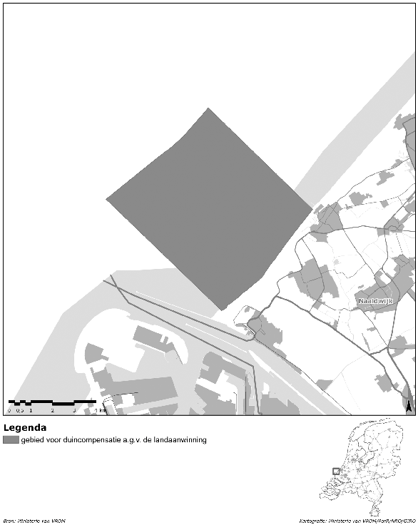 Kaart 7b: gebied voor duincompensatie
              a.g.v. de landaanwinning