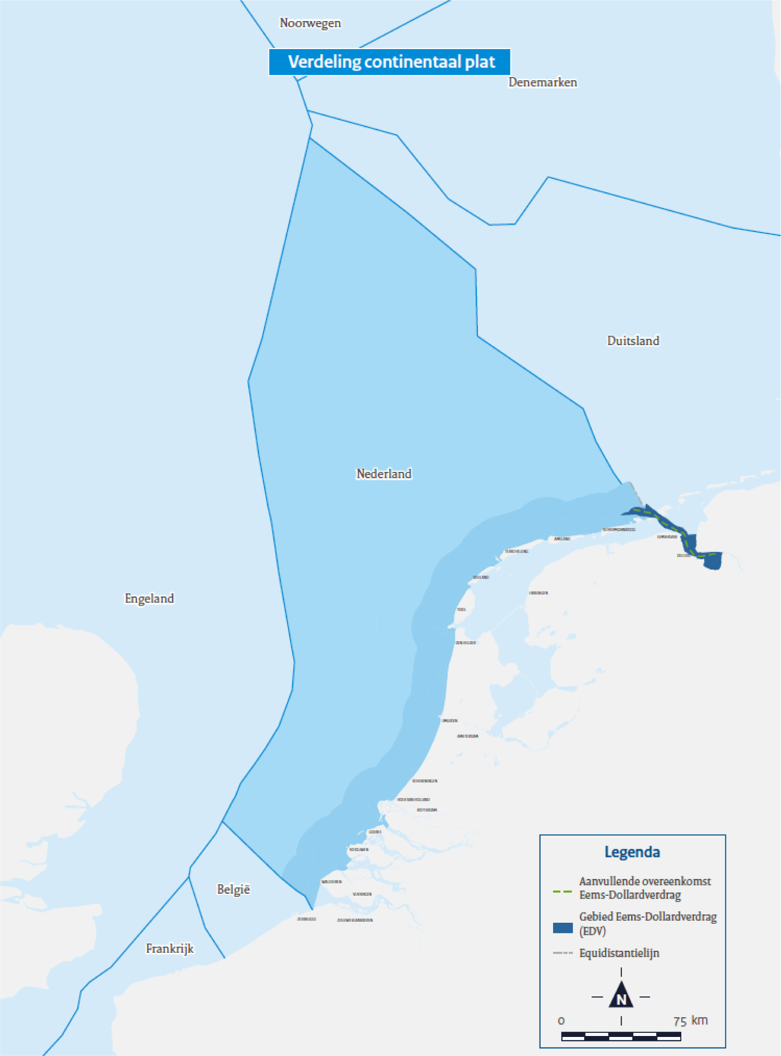 Figuur 3 Verdeling van het continentaal plat van de Noordzee