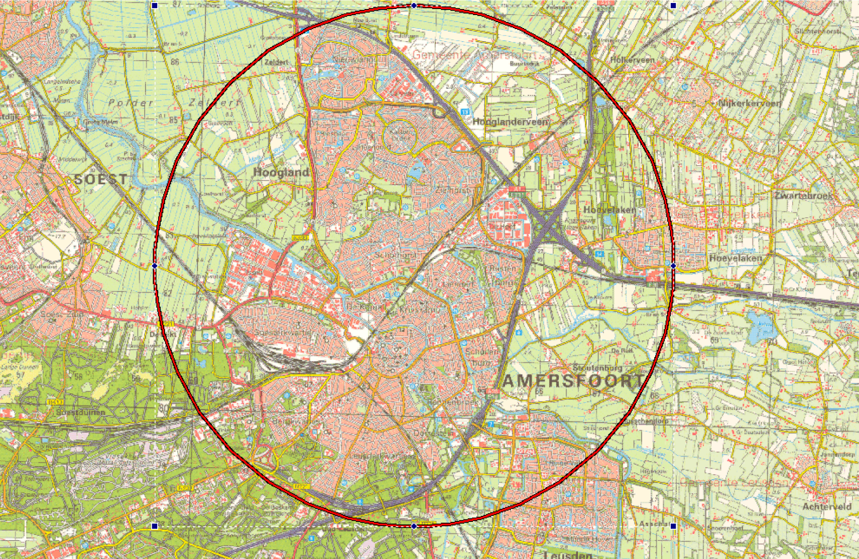 Figuur 1: BVG Amersfoort van GND tot 1000 voet AMSL