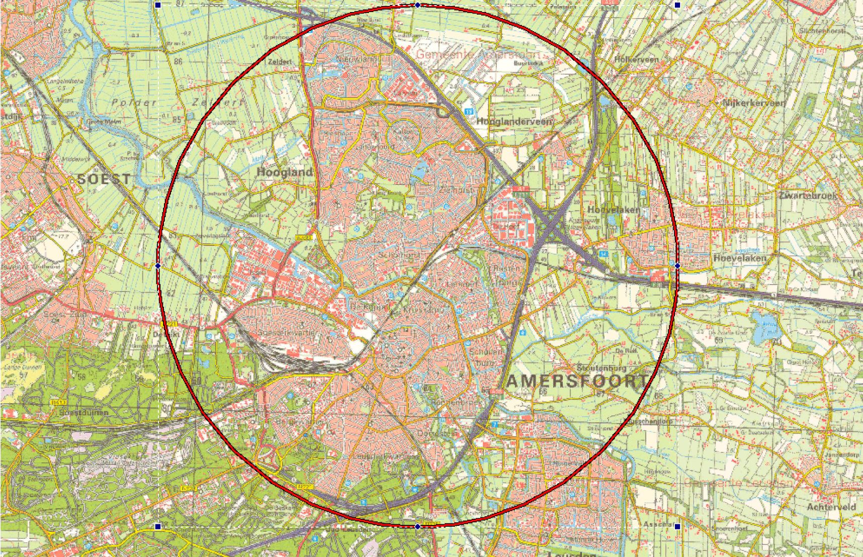 Figuur 1: BVG Amersfoort van GND tot 1000 voet AMSL