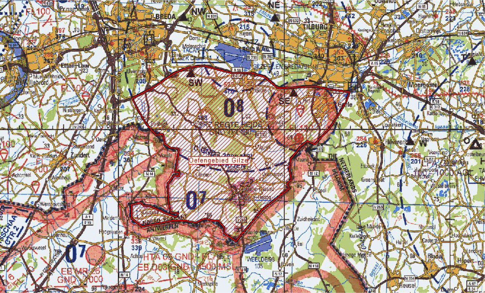 Figuur 1: Oefengebied Gilze