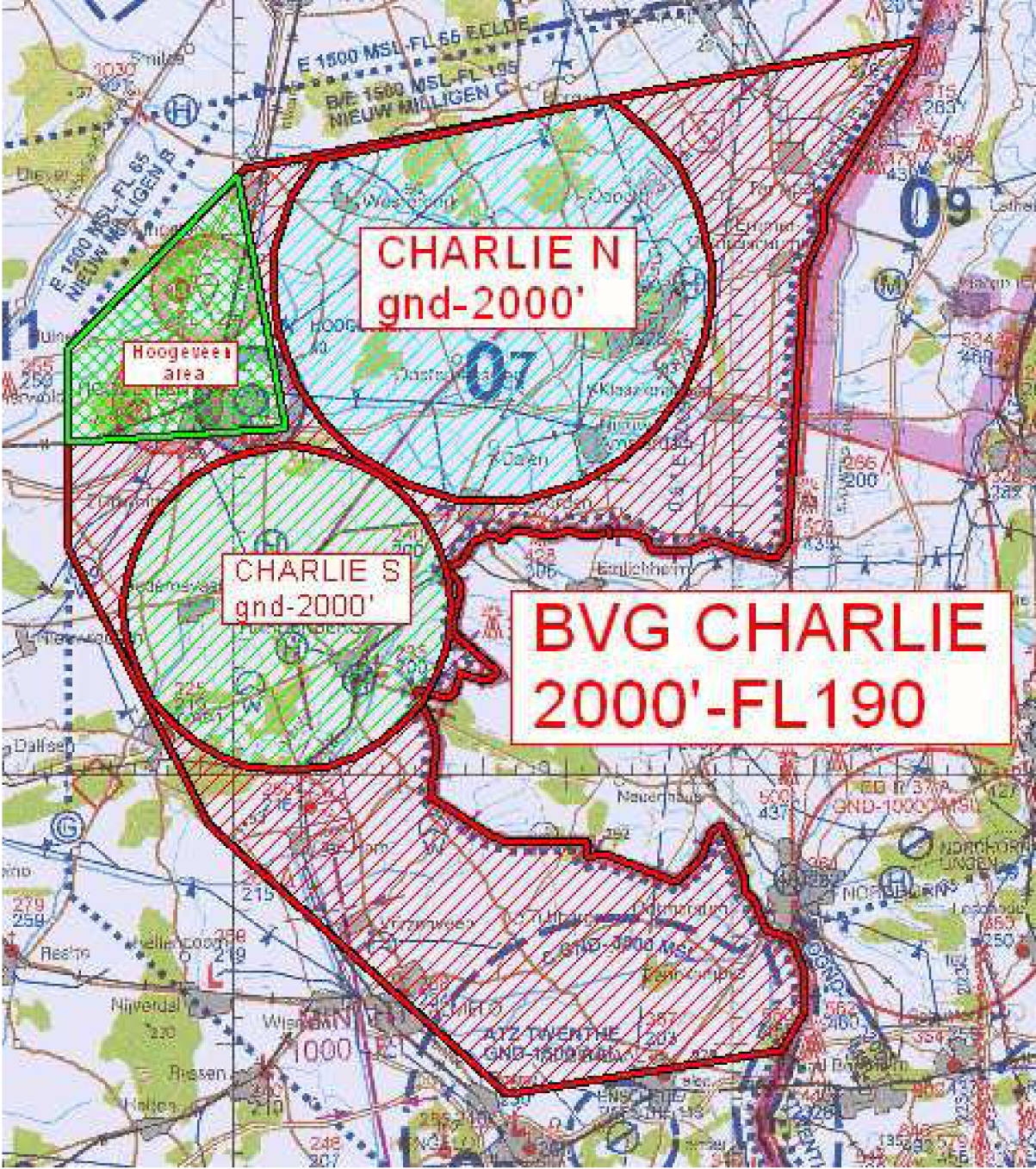 Figuur 2: BVG’s Charlie, Charlie North en Charlie South en de Hoogeveen area