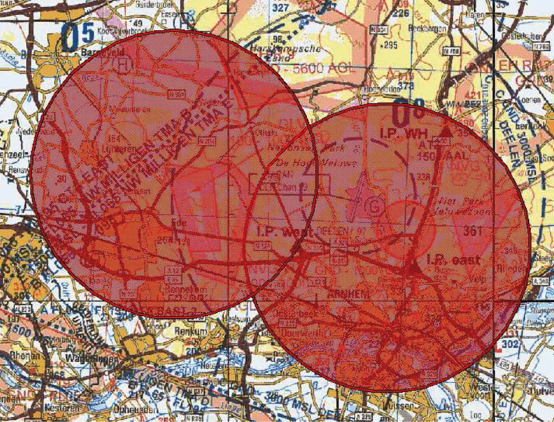 Figuur 1: oefengebied Arnhem en oefengebied Ede