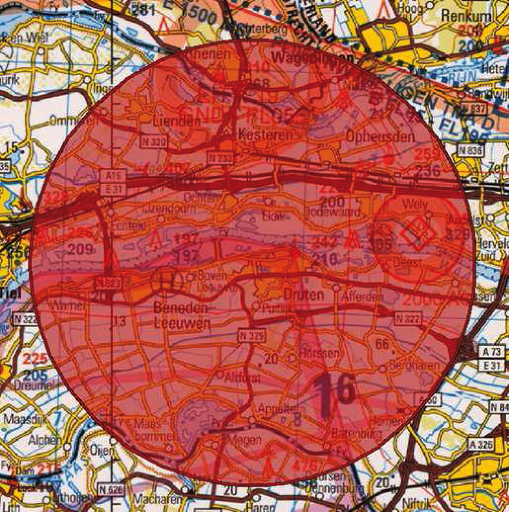 Figuur 1: oefengebied Druten