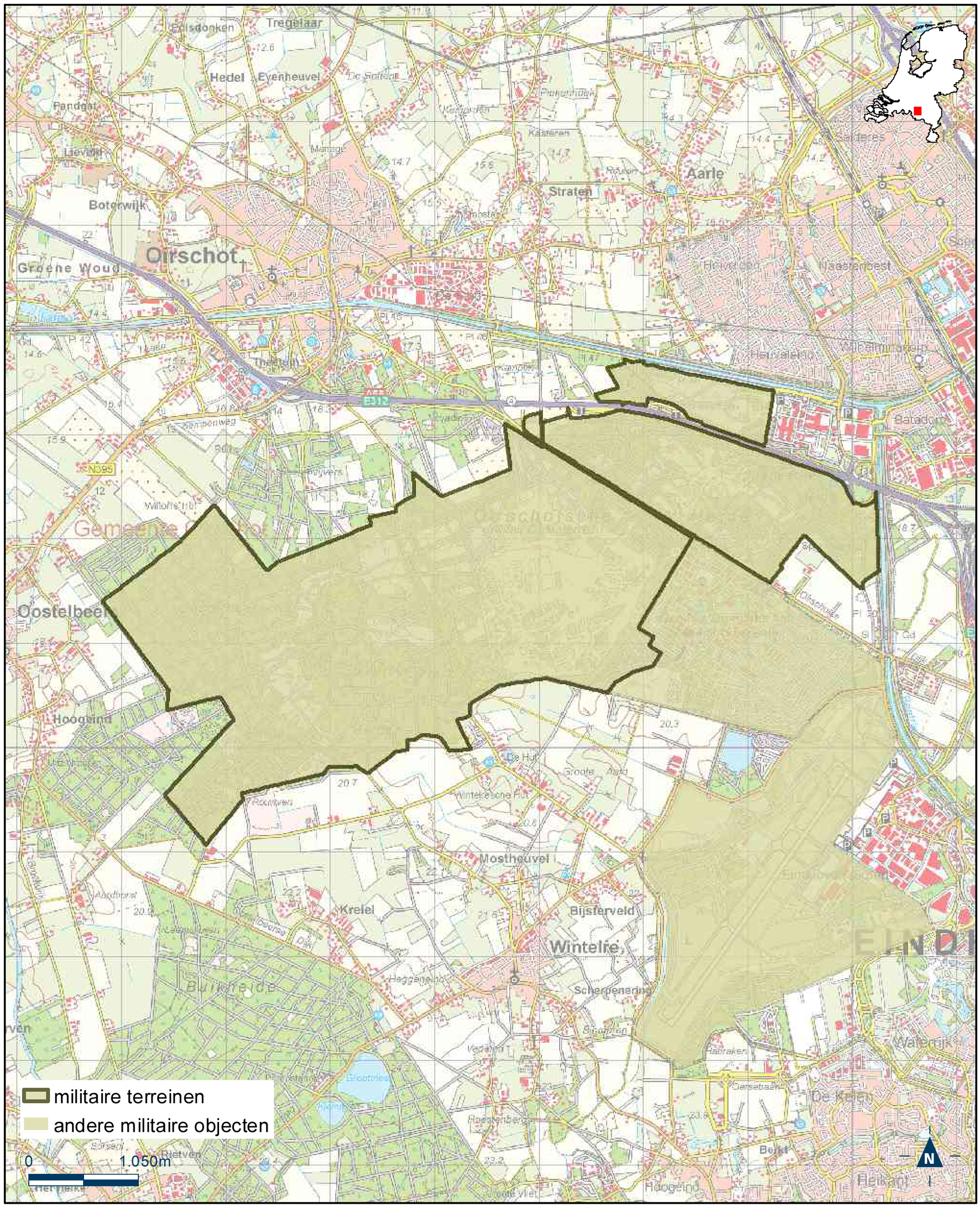 Kaart militair terrein – militair terrein oefenterrein Oirschotse Heide