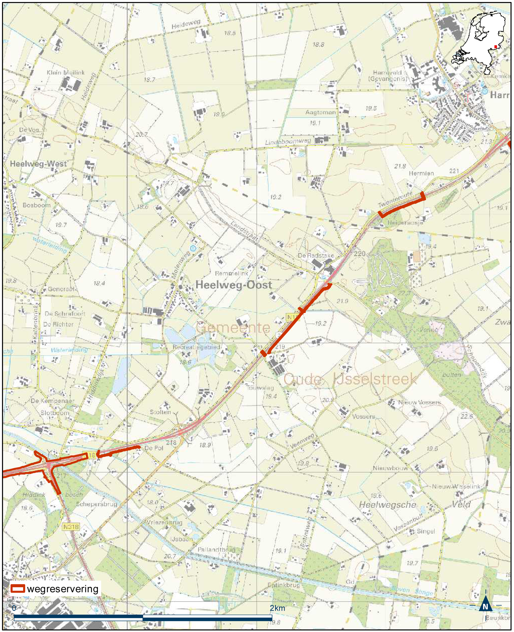 Detailkaart 2 reserveringsgebied nieuwe hoofdweg N18 Varsseveld-Enschede