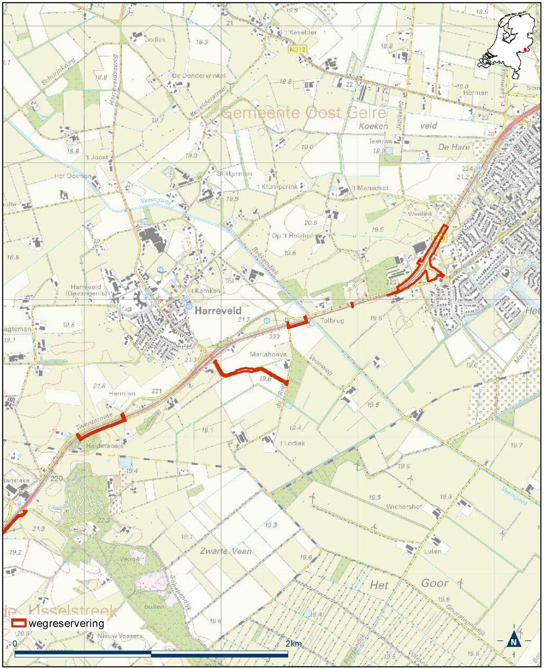 Detailkaart 3 reserveringsgebied nieuwe hoofdweg N18 Varsseveld-Enschede