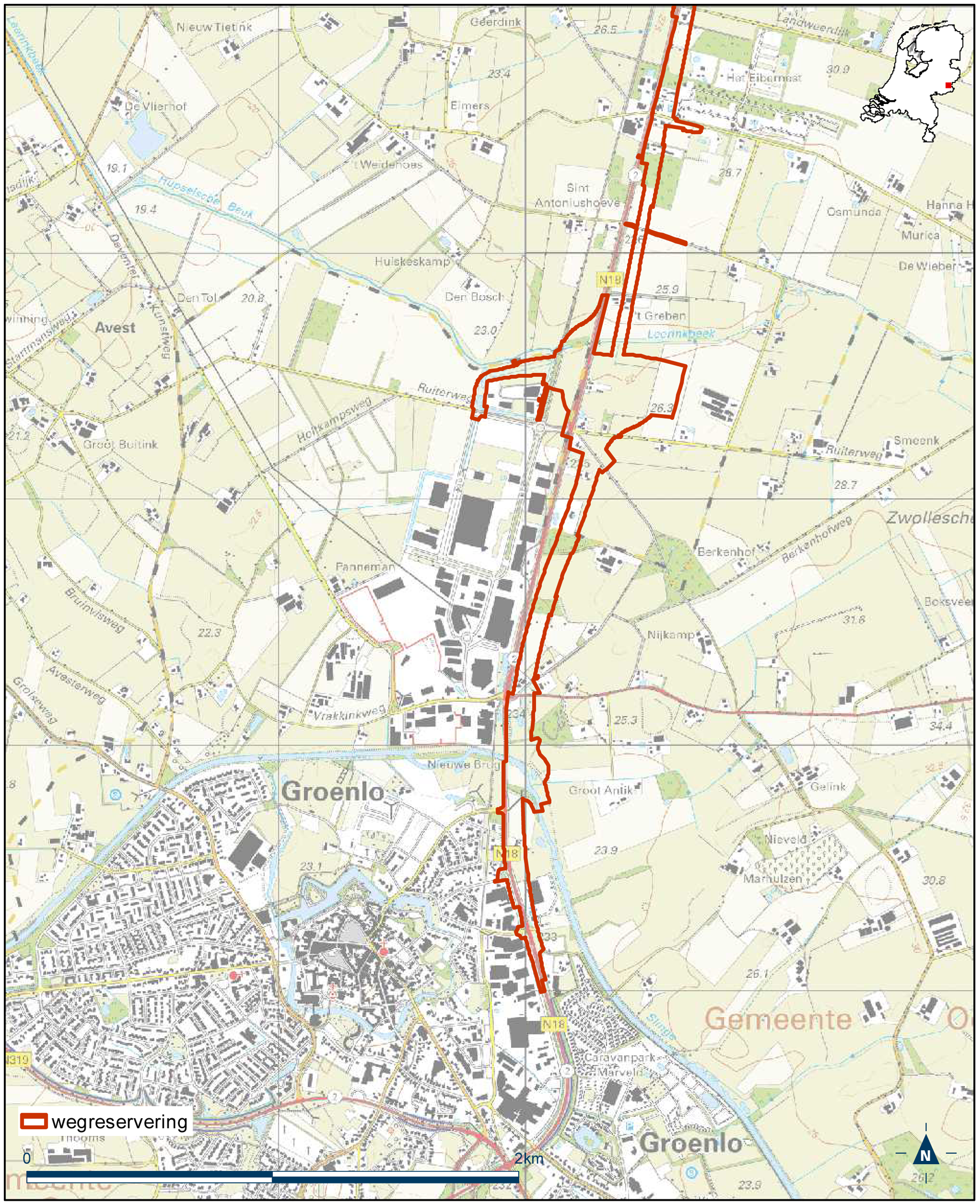 Detailkaart 4 reserveringsgebied nieuwe hoofdweg N18 Varsseveld-Enschede