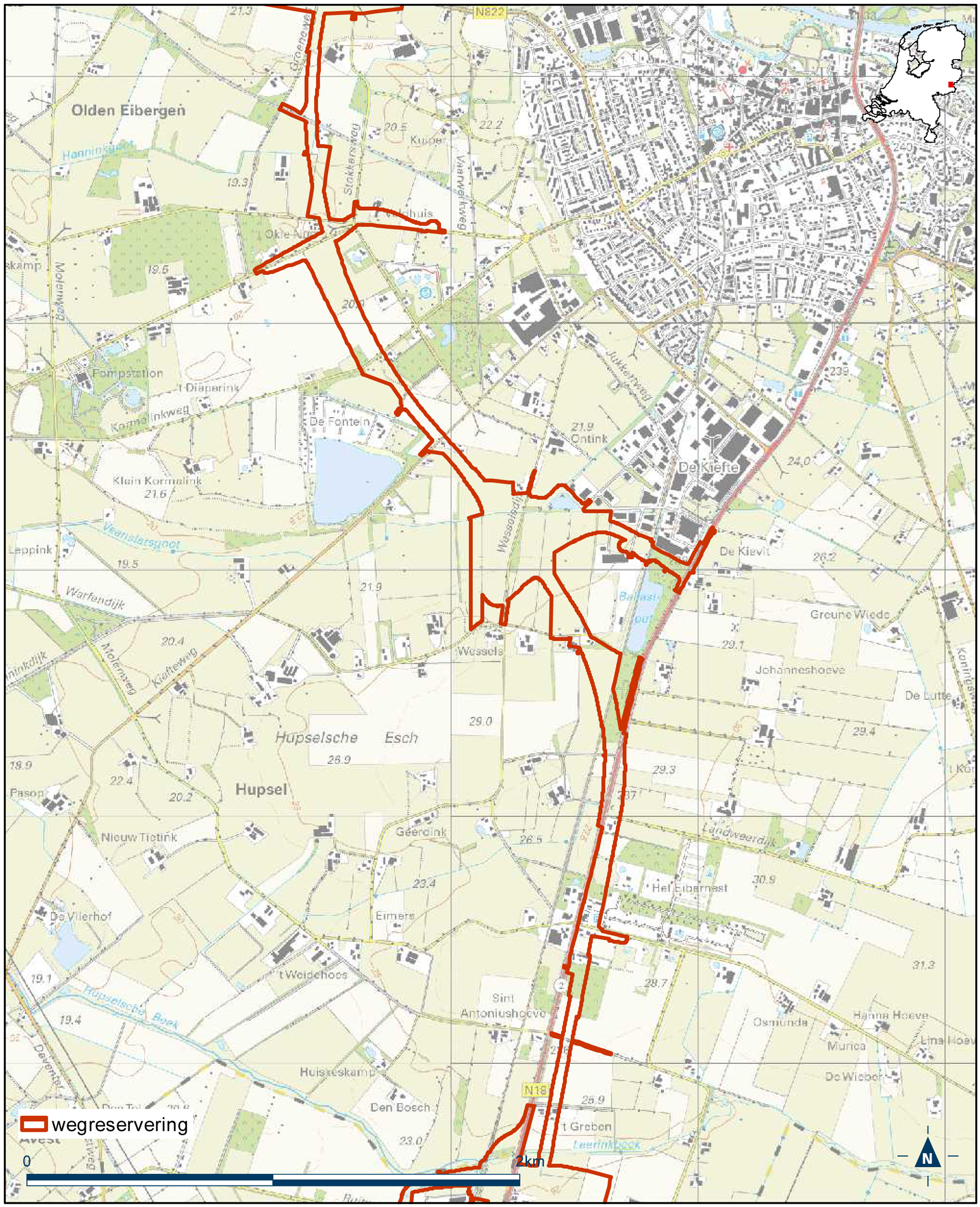 Detailkaart 5 reserveringsgebied nieuwe hoofdweg N18 Varsseveld-Enschede