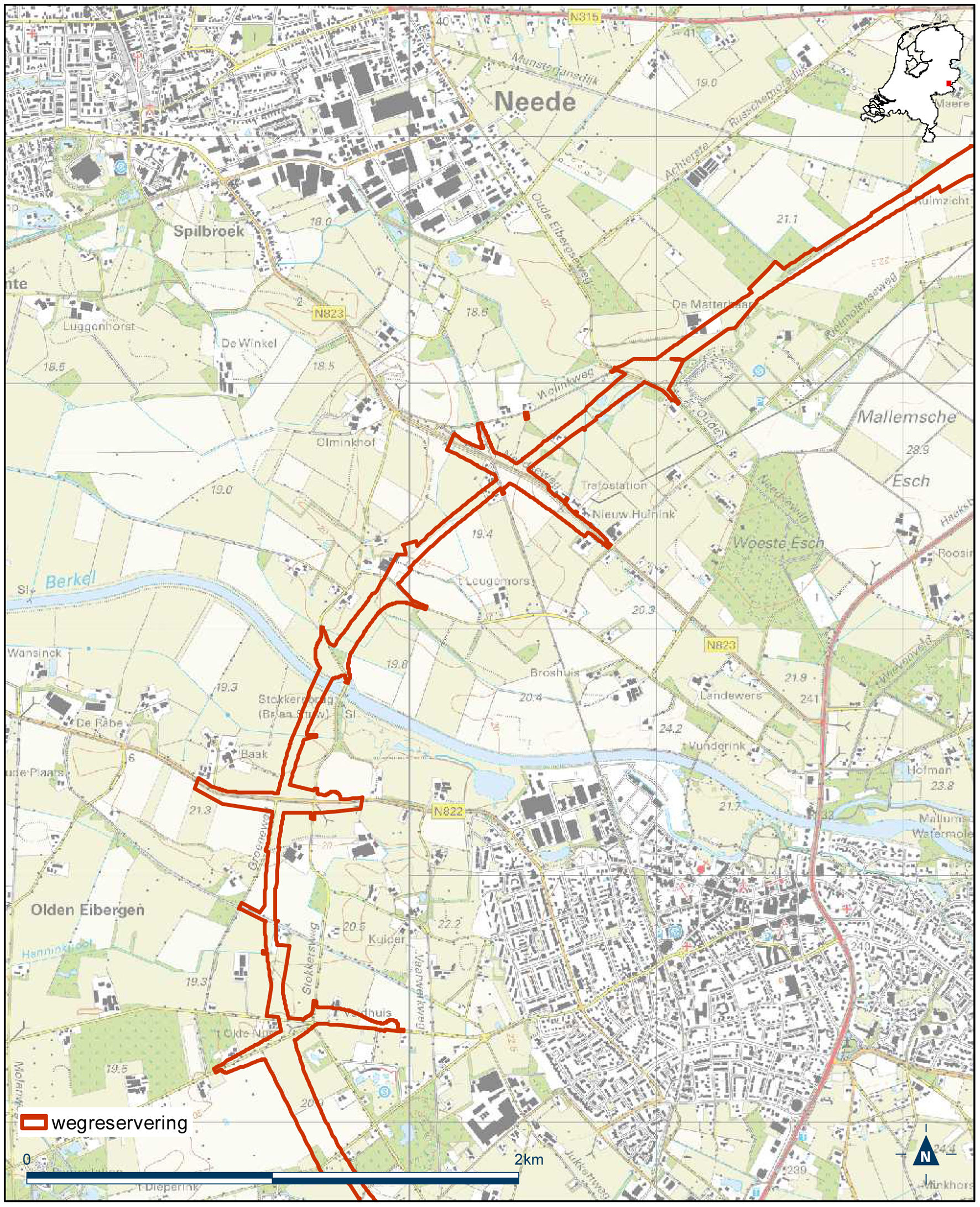 Detailkaart 6 reserveringsgebied nieuwe hoofdweg N18 Varsseveld-Enschede