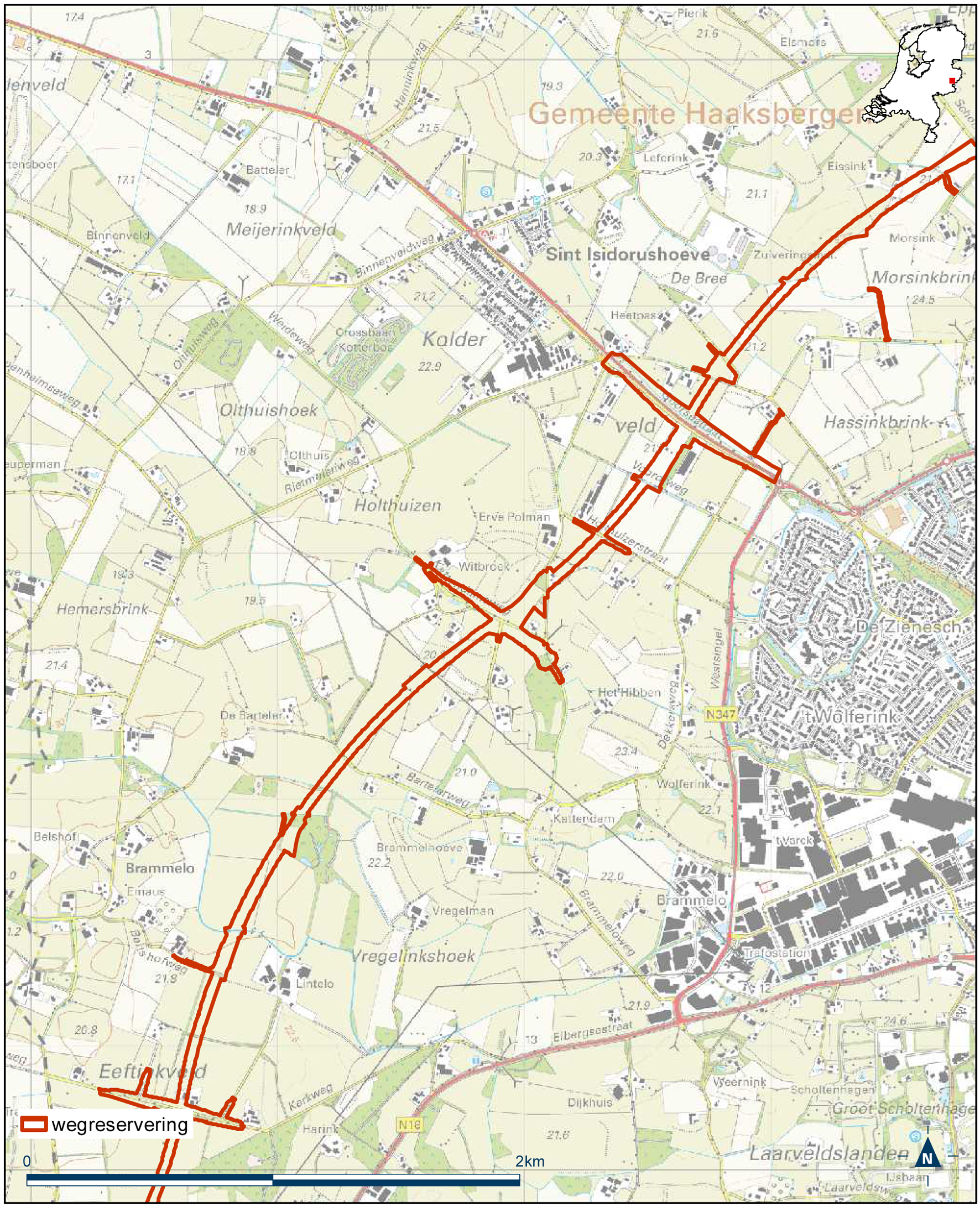 Detailkaart 8 reserveringsgebied nieuwe hoofdweg N18 Varsseveld-Enschede